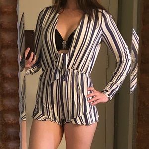 Tobi Long Sleeve Romper/Cover Up - Nautical/Stripe